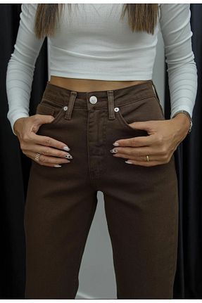 شلوار جین قهوه ای زنانه پاچه لوله تفنگی LifeisFashion - کد 898397522