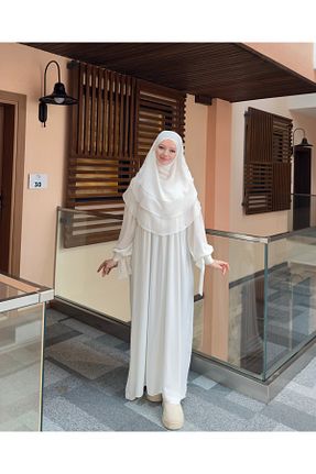 ست بالاتنه و پائین تنه حجاب سفید زنانه Balon Sufle - کد 898394692