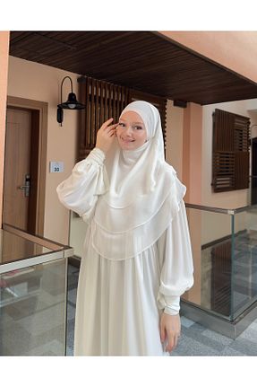 ست بالاتنه و پائین تنه حجاب سفید زنانه Balon Sufle - کد 898394692