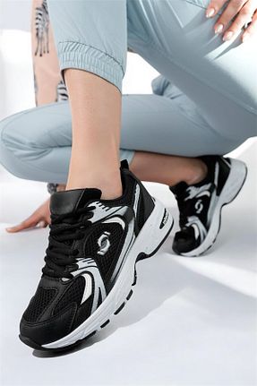 کفش اسنیکر مشکی زنانه بند دار LANDSHOES - کد 898395922
