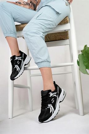 کفش اسنیکر مشکی زنانه بند دار LANDSHOES - کد 898395922
