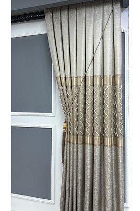 پرده زمینه بژ پلی استر perhal perde ve halı - کد 898422055