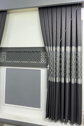 پرده زمینه طوسی پلی استر perhal perde ve halı - کد 898422029