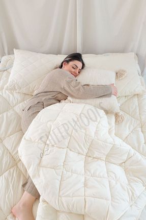 لحاف تکنفره بژ پنبه ozsheepwools - کد 831957734