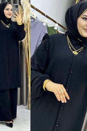 ست بالاتنه و پائین تنه حجاب مشکی زنانه سایز بزرگ Mercan - کد 898528407