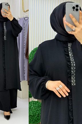 ست بالاتنه و پائین تنه حجاب مشکی زنانه سایز بزرگ Mercan - کد 898528261