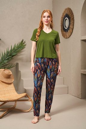 ست بالاتنه و پائین تنه سبز زنانه بافت Pjs Pijama - کد 815140156
