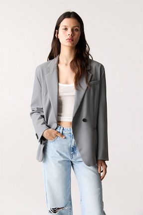 کت طوسی زنانه اورسایز Pull & Bear - کد 897688135
