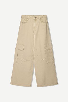 شلوار بژ زنانه پنبه ای Bershka - کد 898576937