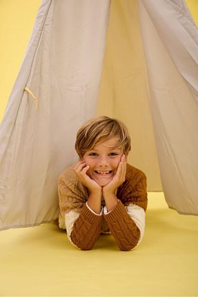 پلیور قهوه ای بچه گانه Saç Örgü Nisrakids - کد 858976272