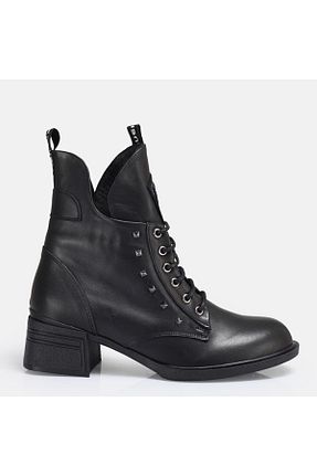 بوت / نیم بوت مشکی زنانه چرم خالص 37Numara - کد 890715174