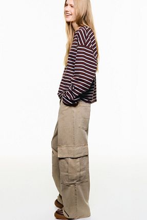 شلوار بژ زنانه پنبه ای Bershka - کد 898576937