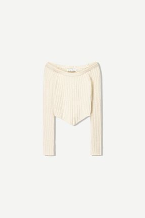 تیشرت زنانه یقه دگاژه Bershka - کد 899186970