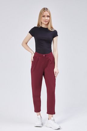 شلوار زرشکی زنانه پنبه - پلی استر - الاستین Maison La Femme - کد 896409318