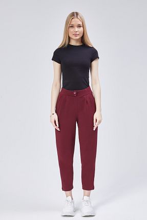 شلوار زرشکی زنانه پنبه - پلی استر - الاستین Maison La Femme - کد 896409318
