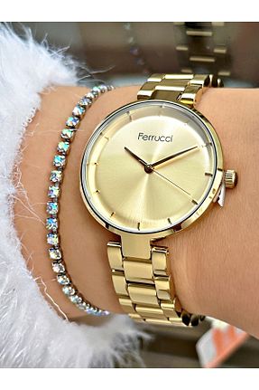 ساعت مچی طلائی زنانه 31-35 میلی متر Ferrucci - کد 79139757