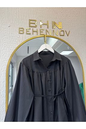 پیراهن مشکی زنانه اورسایز Butik - کد 898607017