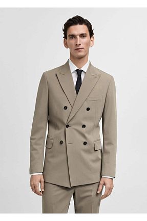 کت بژ مردانه اسلیم فیت MANGO Man - کد 884978404