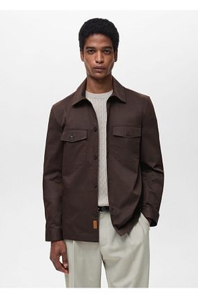 پیراهن قهوه ای مردانه رگولار MANGO Man - کد 898626816