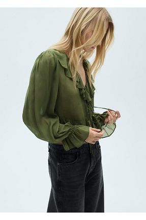 بلوز خاکی زنانه ساده MANGO - کد 898627865