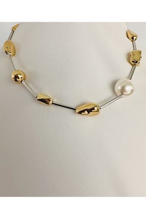 گردنبند جواهر طوسی زنانه روکش طلا DAMSMOOD - کد 802495207