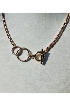 گردنبند جواهر طوسی زنانه روکش طلا DAMSMOOD - کد 811468685