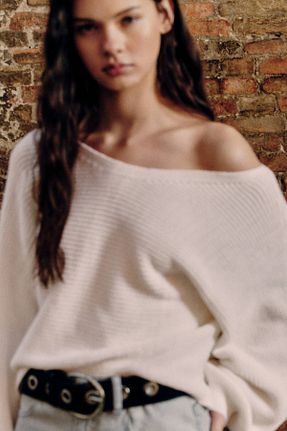 پلیور نباتی زنانه ساده Pull & Bear - کد 898650305