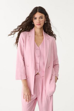 کت بلیزر صورتی زنانه ویسکون Stradivarius - کد 898644932