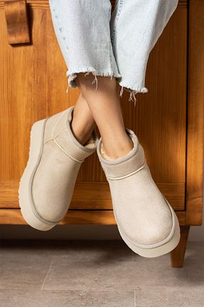 بوت / نیم بوت بژ زنانه پشمی diya shoes - کد 897459052