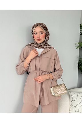 ست بالاتنه و پائین تنه حجاب بژ زنانه رگولار Genel Markalar - کد 898749238