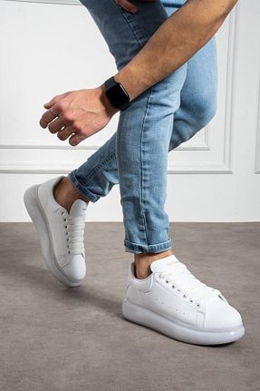 کفش اسنیکر سفید مردانه بند دار FUES - کد 898823552