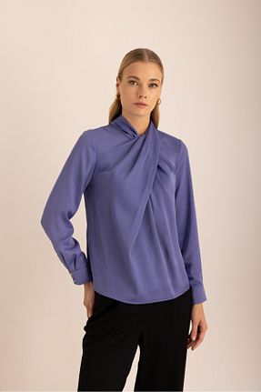 بلوز بنفش زنانه ساده Aker - کد 898835499