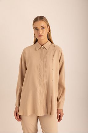 بلوز بژ زنانه ساده Aker - کد 898835551