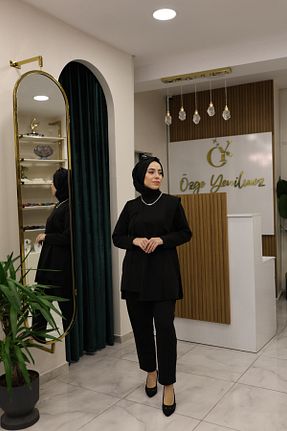 ست بالاتنه و پائین تنه مشکی زنانه رگولار Muphon - کد 898845311