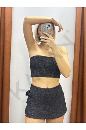 ست بالاتنه و پائین تنه مشکی زنانه بافت Karan Wear - کد 897530761