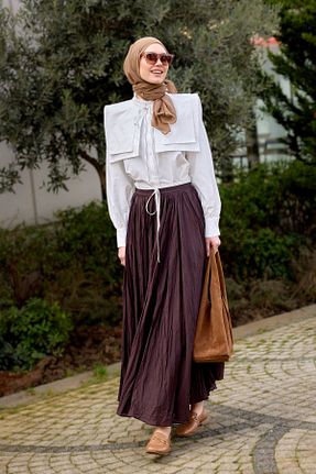 پیراهن حجاب سفید زنانه رگولار LOCCO - کد 898837530