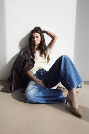 کفش پاشنه بلند کلاسیک قهوه ای زنانه جیر Pull & Bear - کد 898858624