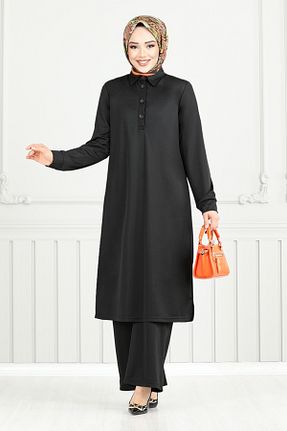 ست بالاتنه و پائین تنه مشکی زنانه بافتنی ModaMerve - کد 898861137