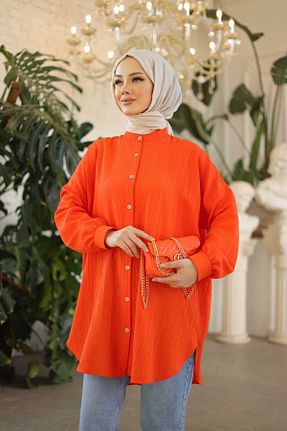 تونیک حجاب نارنجی زنانه پنبه پلی استر Lamazi Veil - کد 899587581