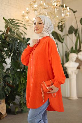 تونیک حجاب نارنجی زنانه پنبه پلی استر Lamazi Veil - کد 899587581