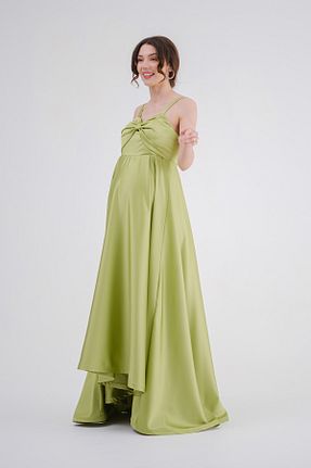 لباس مجلسی بارداری سبز زنانه بند دار Desen Hamile Giyim - کد 899590307