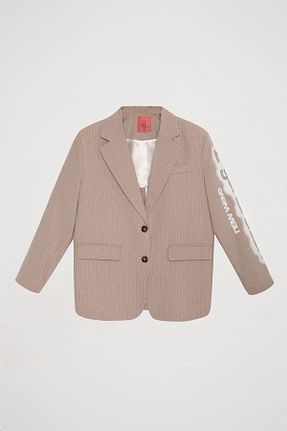 کت بلیزر بژ زنانه پلی استر Quzu - کد 894735299