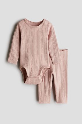 بادی صورتی بچه گانه یقه دوچرخه H&M - کد 899711533