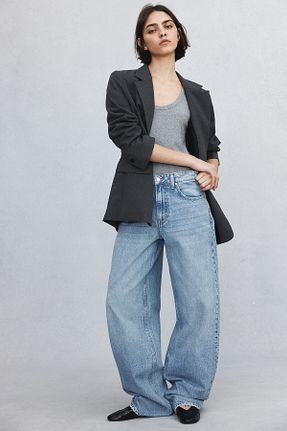 شلوار جین آبی زنانه پاچه پهن H&M - کد 898994822