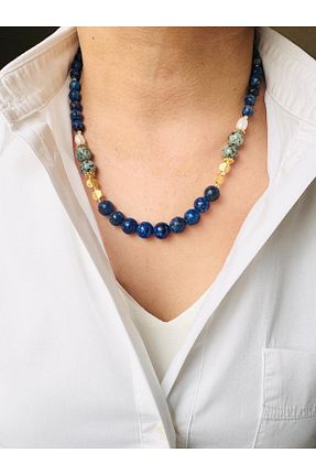 گردنبند جواهر سرمه ای زنانه روکش طلا DEVİ fashion - کد 898066225