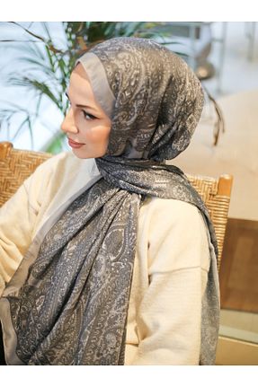 روسری طوسی پنبه پلی استر efdal şal eşarp - کد 899032445