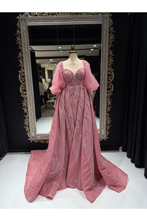 لباس عروس صورتی زنانه توری Belinay - کد 899832894