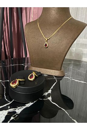 گردنبند جواهر قرمز زنانه سنگ Ralina - کد 899066134