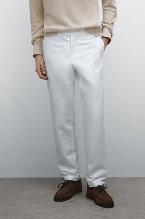 شلوار سفید مردانه پنبه ای Massimo Dutti - کد 899099775