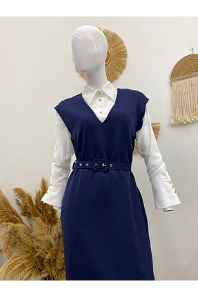 لباس سرمه ای زنانه بافتنی Aris collection - کد 899100302